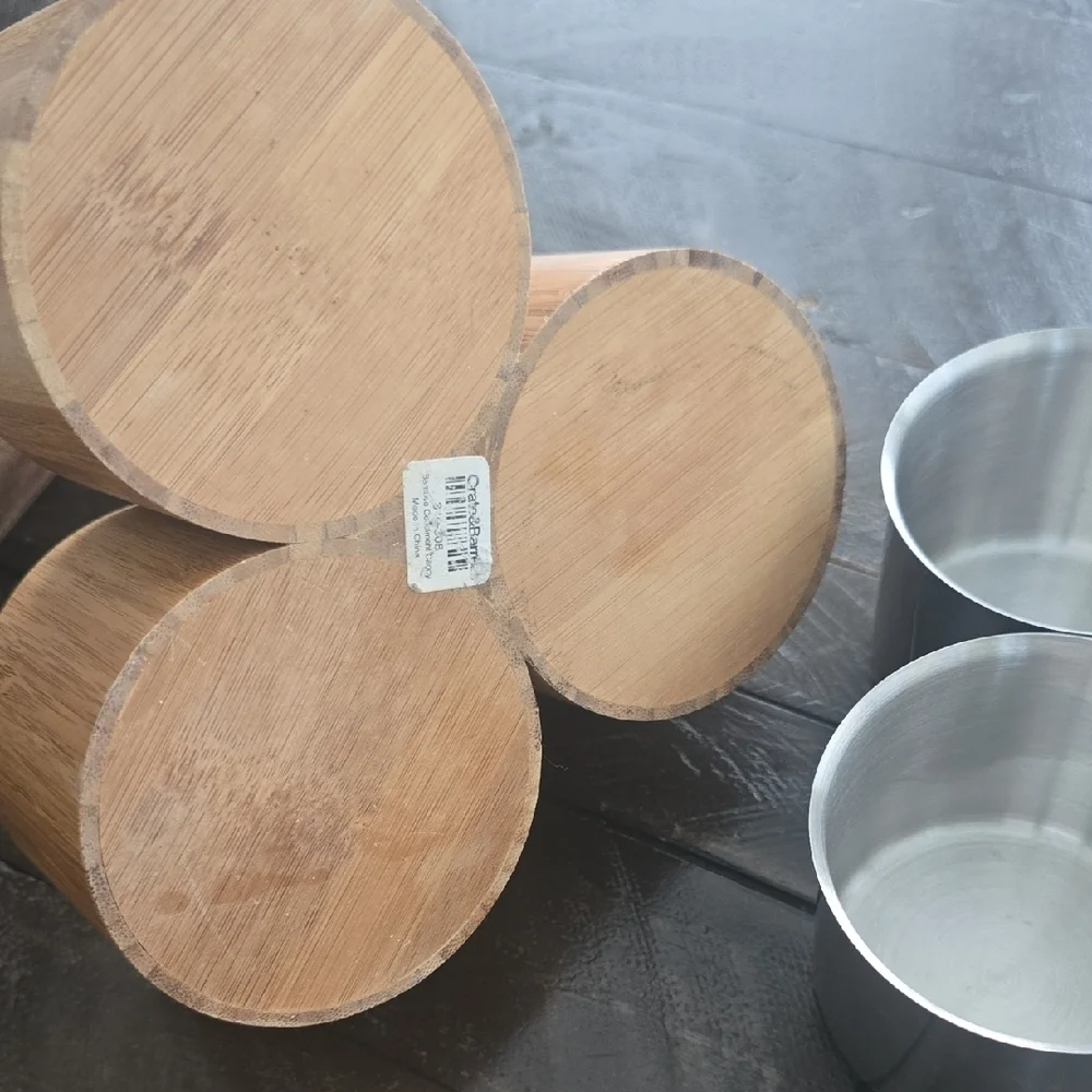 Bamboo and Stainless Steel Condiment Holder Set